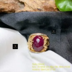 Nhẫn nam Ruby thiết kế, vàng 18k