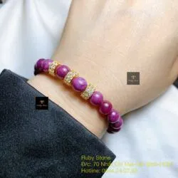 Vòng chuỗi Ruby Nam Phi 7,3 ly mix charm vàng 18k - Ảnh 2