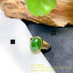 Nhẫn oval Ngọc bích Canada, vàng 18k - Hình ảnh 4