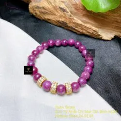 Vòng chuỗi Ruby Nam Phi 7,3 ly mix charm vàng 18k - Ảnh 6