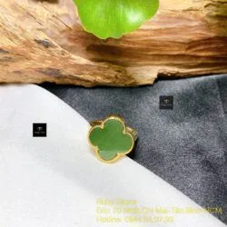 Nhẫn cỏ bốn cánh Ngọc bích Canada, vàng 18k - Ảnh 6