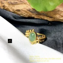 Nhẫn phỉ thuý Myanmar, vàng 18k (ko bọc đáy) - Ảnh 5