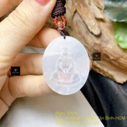 Phật Quán Thế Âm Bồ Tát băng ngọc chạm âm, KT 33mm - Ảnh 5