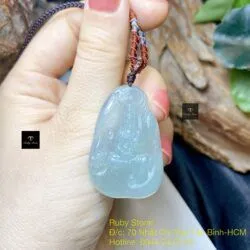 Phật Quán Thế Âm Bồ Tát lam ngọc Myanmar, KT 38mm - Ảnh 5