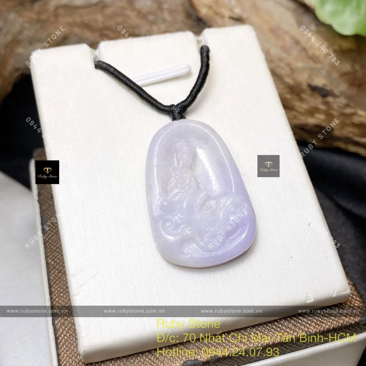 Phật Phổ Hiền Bồ Tát ngọc Cẩm thạch Myanmar, KT 33mm Phật Phổ Hiền Bồ Tát ngọc Cẩm thạch Myanmar, KT 33mm - Ảnh 3