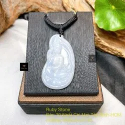 Phật Quán Thế Âm Bồ Tát ngọc cẩm thạch Myanmar, KT 43mm