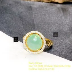 Nhẫn ngọc Phỉ Thuý Myanmar, vàng 18k - Hình ảnh 5
