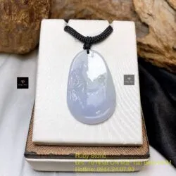 Phật Quán Thế Âm Bồ Tát ngọc Cẩm thạch Myanmar, phớt tím và xanh lơ, KT 39mm - Ảnh 2