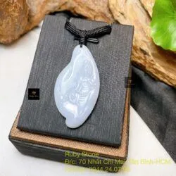 Phật Quán Thế Âm tự tại ngọc cẩm thạch Myanmar, KT 46mm - Ảnh 2