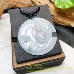 Phật Quán Thế Âm Bồ Tát ngọc cẩm thạch Myanmar, KT 48mm - Ảnh 4