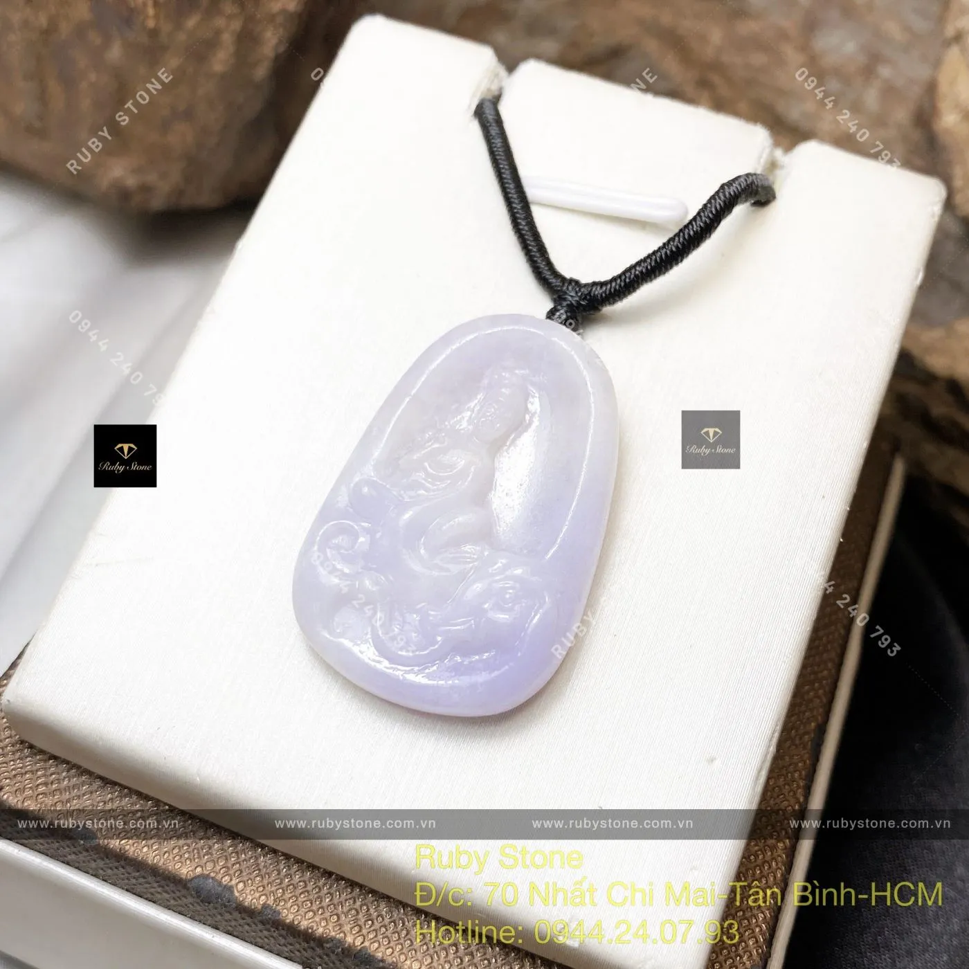 Phật Phổ Hiền Bồ Tát ngọc Cẩm thạch Myanmar, KT 33mm Phật Phổ Hiền Bồ Tát ngọc Cẩm thạch Myanmar, KT 33mm - Ảnh 4