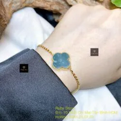 Lắc tay cỏ bốn cánh Lam ngọc bông tuyết, vàng 18k