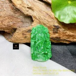 Phật Quán Thế Âm Bồ Tát ngọc Cẩm thạch xanh lý táo, KT 38mm - Ảnh 2