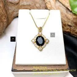 Mặt dây Phỉ thúy Mực dục Myanmar, vàng 18k