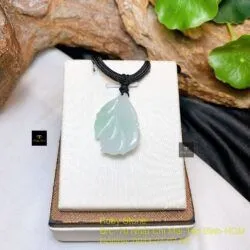 Mặt dây chiếc lá ngọc cẩm thạch Myanmar, KT 30mm - Hình ảnh 5
