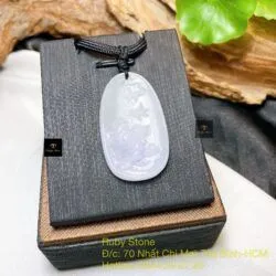 Mặt dây chuyền liên hoa ngọc Cẩm thạch Myanmar, KT 41mm - Ảnh 4