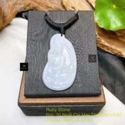 Phật Quán Thế Âm Bồ Tát ngọc cẩm thạch Myanmar, KT 43mm - Hình ảnh 5