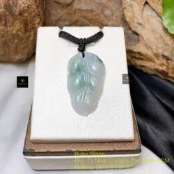 Mặt dây chiếc lá ngọc Cẩm thạch Myanmar, KT 38mm - Ảnh 5
