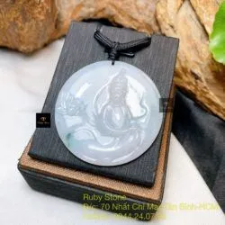 Phật Quán Thế Âm Bồ Tát ngọc cẩm thạch Myanmar, KT 48mm - Ảnh 5