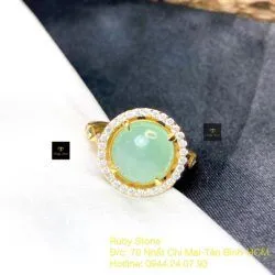 Nhẫn ngọc Phỉ Thuý Myanmar, vàng 18k - Hình ảnh 2