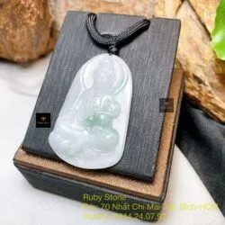 Phật Quán Thế Âm Bồ Tát ngọc cẩm thạch Myanmar, KT 48mm - Hình ảnh 5