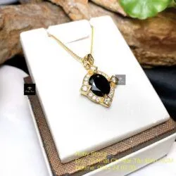 Mặt dây Phỉ thúy Mực dục Myanmar, vàng 18k - Hình ảnh 5
