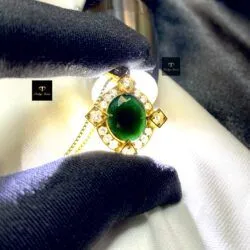 Mặt dây Phỉ thúy Mực dục Myanmar, vàng 18k