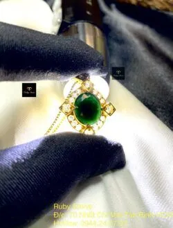 Mặt dây Phỉ thúy Mực dục Myanmar, vàng 18k - Hình ảnh 7