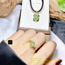 Nhẫn phỉ thuý Myanmar, vàng 18k (ko bọc đáy) - Ảnh 3