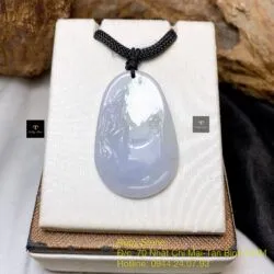Phật Quán Thế Âm Bồ Tát ngọc Cẩm thạch Myanmar, phớt tím và xanh lơ, KT 39mm