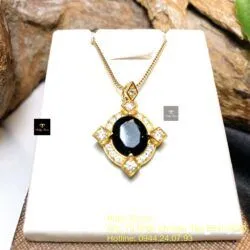 Mặt dây Phỉ thúy Mực dục Myanmar, vàng 18k - Hình ảnh 4