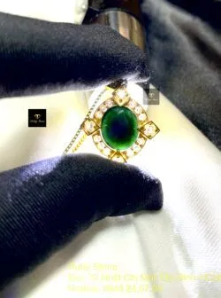 Mặt dây Phỉ thúy Mực dục Myanmar, vàng 18k - Hình ảnh 8