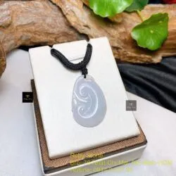 Mặt dây ngọc bội như ý ngọc cẩm thạch Myanmar, KT 33mm - Hình ảnh 5