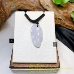 Mặt dây chiếc lá ngọc cẩm thạch Myanmar, KT 30mm - Ảnh 3