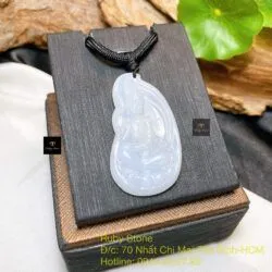Phật Quán Thế Âm Bồ Tát ngọc cẩm thạch Myanmar, KT 43mm - Hình ảnh 2