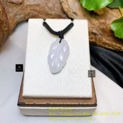 Mặt dây chiếc lá ngọc cẩm thạch Myanmar, KT 30mm - Ảnh 5
