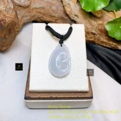 Mặt dây ngọc bội như ý ngọc cẩm thạch Myanmar, KT 33mm - Hình ảnh 2