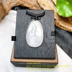 Mặt dây chuyền cá chép ngọc Cẩm thạch Myanmar, KT 38mm - Ảnh 3