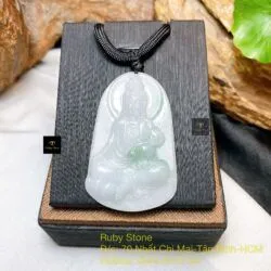 Phật Quán Thế Âm Bồ Tát ngọc cẩm thạch Myanmar, KT 48mm