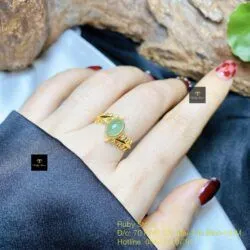 Nhẫn phỉ thuý Myanmar, vàng 18k (ko bọc đáy) - Ảnh 2