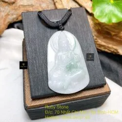 Phật Quán Thế Âm Bồ Tát ngọc cẩm thạch Myanmar, KT 48mm - Hình ảnh 2