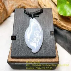 Phật Quán Thế Âm tự tại ngọc cẩm thạch Myanmar, KT 46mm - Ảnh 5