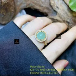 Nhẫn ngọc Phỉ Thuý Myanmar, vàng 18k - Hình ảnh 6