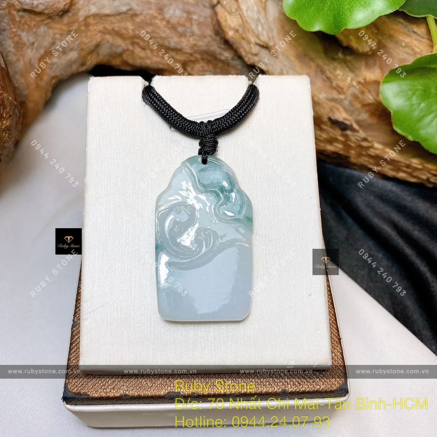 Mặt dây Cá chép ngọc cẩm thạch Myanmar, KT 38mm Mặt dây Cá chép ngọc cẩm thạch Myanmar, KT 38mm