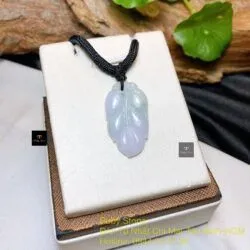 Mặt dây chiếc lá ngọc cẩm thạch Myanmar, KT 30mm - Hình ảnh 5