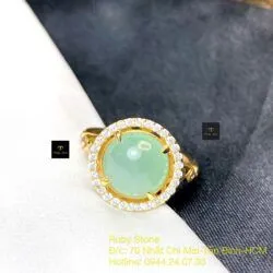 Nhẫn ngọc Phỉ Thuý Myanmar, vàng 18k - Hình ảnh 3