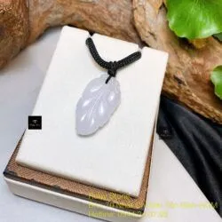 Mặt dây chiếc lá ngọc cẩm thạch Myanmar, KT 30mm - Ảnh 4