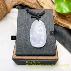Mặt dây chuyền liên hoa ngọc Cẩm thạch Myanmar, KT 41mm