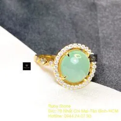 Nhẫn ngọc Phỉ Thuý Myanmar, vàng 18k - Hình ảnh 4
