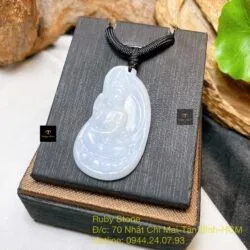 Phật Quán Thế Âm Bồ Tát ngọc cẩm thạch Myanmar, KT 43mm - Hình ảnh 4
